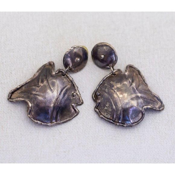 Vintage Intricate Fishes Stylish Large Dangle Earrings - A21 - Picture 1 of 3
